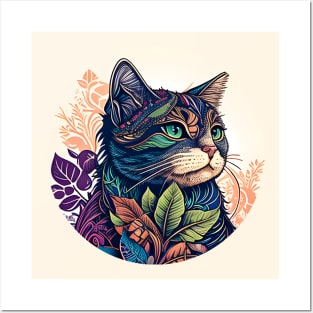 Cat Boho Vintage Bohemian Lover Posters and Art